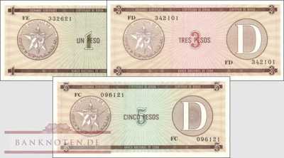 Kuba: 1 - 5 Pesos (3 Banknoten)