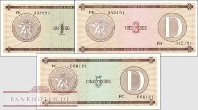 Cuba: 1 - 5 Pesos (3 banknotes)