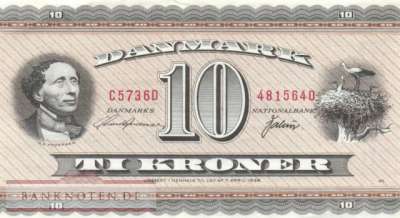 Denmark - 10  Kroner (#044ag-73-3_XF)