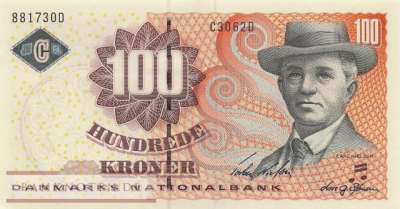 Denmark - 100  Kroner (#061f-2_UNC)