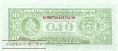 Dominican Republic - 10  Centavos Oro - SPECIMEN-error (#086sE_UNC)