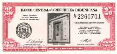 Domincan Republic - 25 Centavos Oro (#087a_UNC)