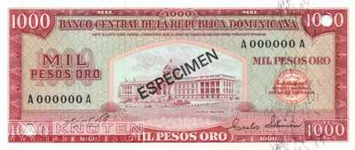 Dominican Republic - 1.000  Pesos Oro - SPECIMEN (#106s_UNC)