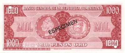 Dominican Republic - 1.000  Pesos Oro - SPECIMEN (#115s-75_UNC)