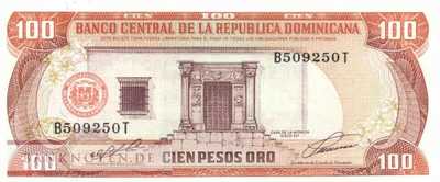 Dominikanische Republik - 100  Pesos Oro (#136a_UNC)