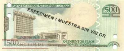 Dominikanische Republik - 500  Pesos Dominicanos - SPECIMEN (#186bS_UNC)
