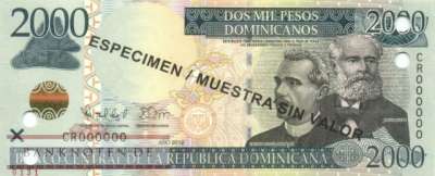 Dominikanische Republik - 2.000  Pesos Dominicanos - SPECIMEN (#188bS_UNC)