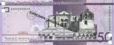 Dominikanische Republik - 50  Pesos Dominicanos - SPECIMEN (#189cS_UNC)