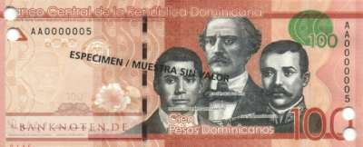 Dominikanische Republik - 100  Pesos Dominicanos - SPECIMEN (#190cS_UNC)