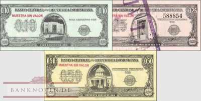 Dominican Republic:  0,10 - 0,50 Centavos SPECIMEN (3 banknotes)