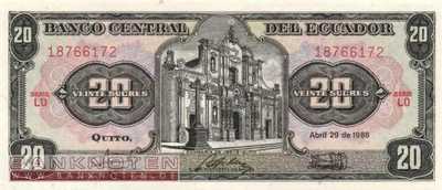 Ecuador - 20  Sucres (#121Aa-LO-U2_UNC)