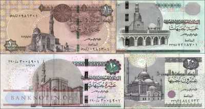 Ägypten: 1 - 20 Pounds (4 Banknoten)