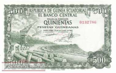 Equatorial Guinea - 500  Pesetas Guineanas (#002_AU)
