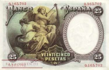 Spanien - 25  Pesetas (#081_AU)