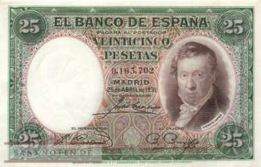 Spanien - 25  Pesetas (#081_AU)
