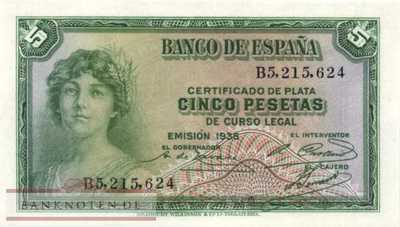 Spanien - 5  Pesetas (#085_AU)
