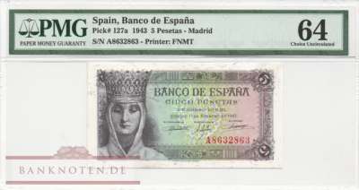 Spanien - 5  Pesetas - PMG 64 (#127a-PMG64_UNC)
