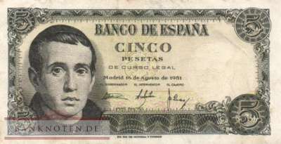 Spain - 5  Pesetas (#140a_F)
