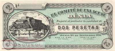 Spain - Denia - 2  Pesetas (#902_UNC)