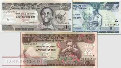 Ethiopia: 1 - 10 Birr (3 banknotes)