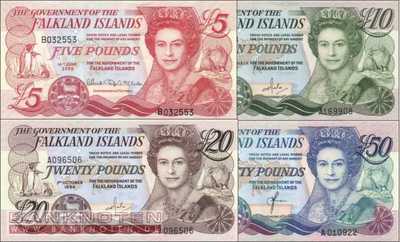 Falkland Islands: 5 - 50 Pounds (4 banknotes)