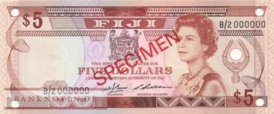 Fiji - 5  Dollars - SPECIMEN (#083s2_UNC)