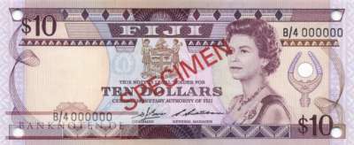 Fidschi Inseln - 10  Dollars - SPECIMEN (#084s2_UNC)