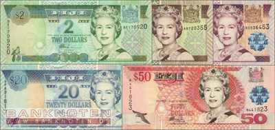 Fiji: 2 - 50 Dollars (5 banknotes)