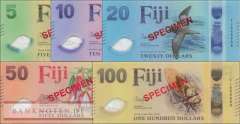 Fidschi Inseln: 5 - 100 Dollars SPECIMEN 2026 (5 Banknoten)