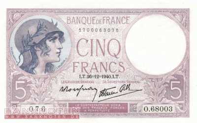 Frankreich - 5  Francs (#083-40_UNC)