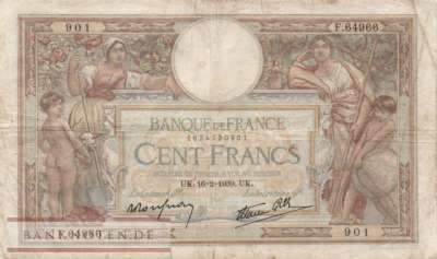 Frankreich - 100  Francs (#086b-39_VG)