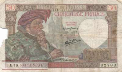 Frankreich - 50  Francs (#093-40_G)
