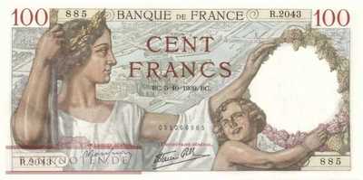 Frankreich - 100  Francs (#094-39_UNC)