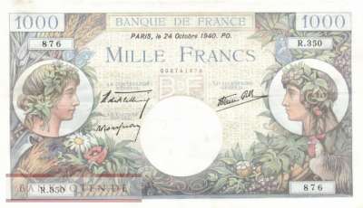 Frankreich - 1.000  Francs (#096a-40_VF)