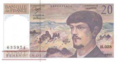 Frankreich - 20  Francs (#151d-90_UNC)