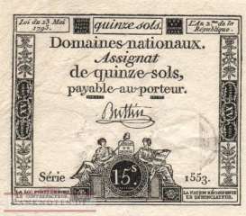 Frankreich - 15  Sols (#A069b_XF)