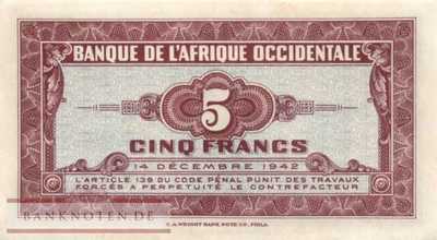 Französisch Westafrika - 5  Francs (#028a_AU)