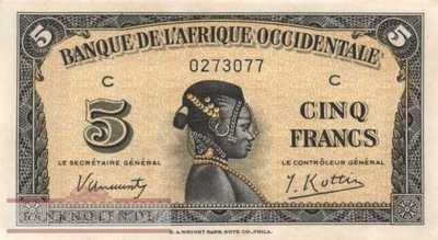 French West Africa - 5  Francs (#028a_AU)