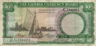 Gambia - 10  Shillings (#001a_F)