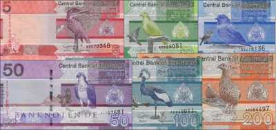 Gambia: 5 Dalasis - 200 Dalasis (6 Banknoten)