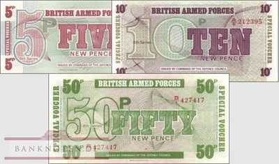 Grossbritannien: 5 - 50 New Pence (3 Banknoten)
