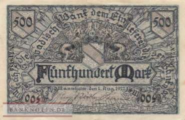 Baden - 500  Mark (#BAD07a_VF)
