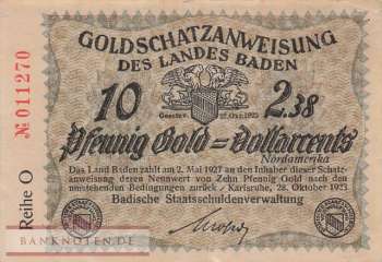 Baden - 10  Pfennig Gold (#BAD17a_XF)