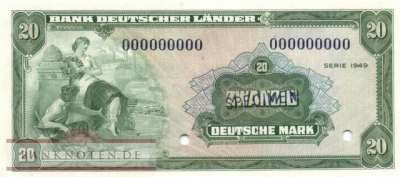 Germany - 20  Deutsche Mark - SPECIMEN (#BRD-05M1_UNC)
