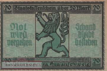 Braunschweig - 20  Mark - Entwertet (#BRS06dE_AU)