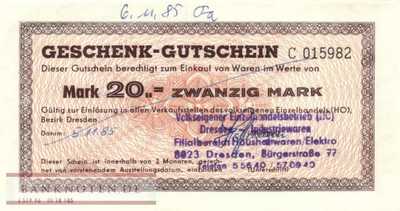 HO Geschenk-Gutschein - 20  Mark (#DDR-GS41-3b_UNC)