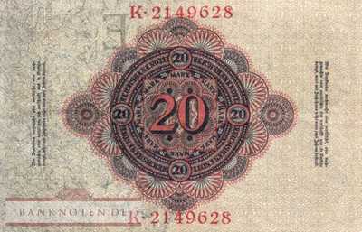 Deutschland - 20  Mark (#DEU-041b_XF)