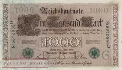 Deutschland - 1.000  Mark (#DEU-069b_XF)