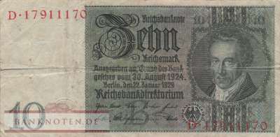 Germany - 10  Reichsmark (#DEU-183a_F)