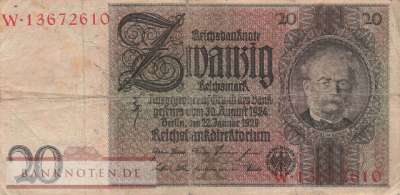 Germany - 20  Reichsmark (#DEU-184a_F)